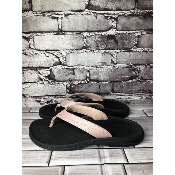 OluKai Ohana Pink Synthetic Black Flip Flops Beach Sandals Women Sz 11M US/41EU - Picture 12 of 16